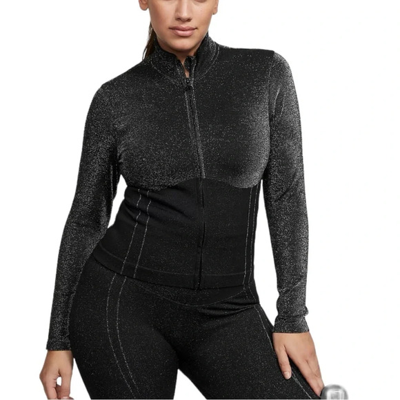 Victoria Secrets Pink Sports Glitter Full Zip Long Sleeve Jacket Top - Picture 5 of 6